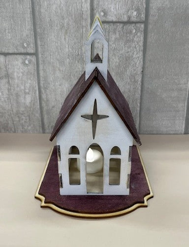 Rustic Church Tea Light Holder