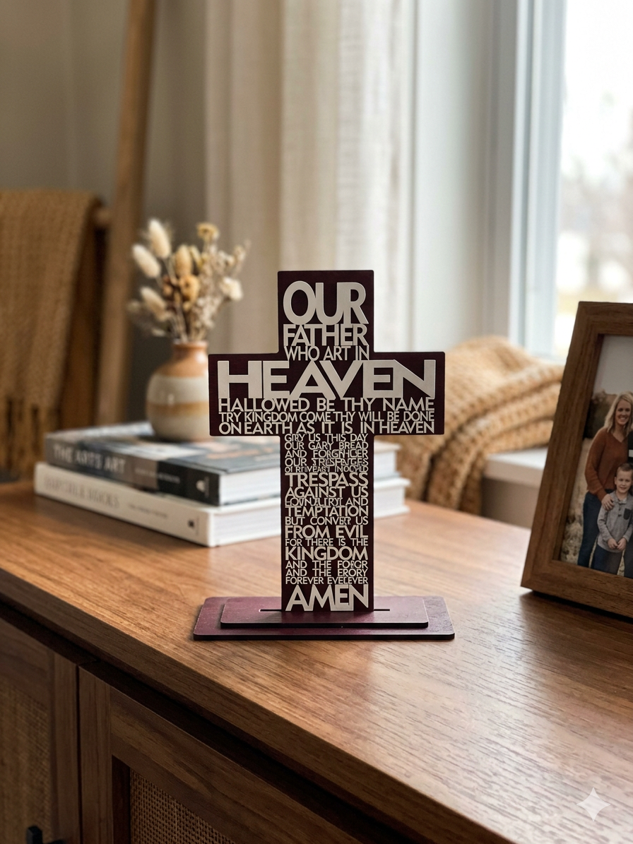 Matthew 6:9 Wooden Cross