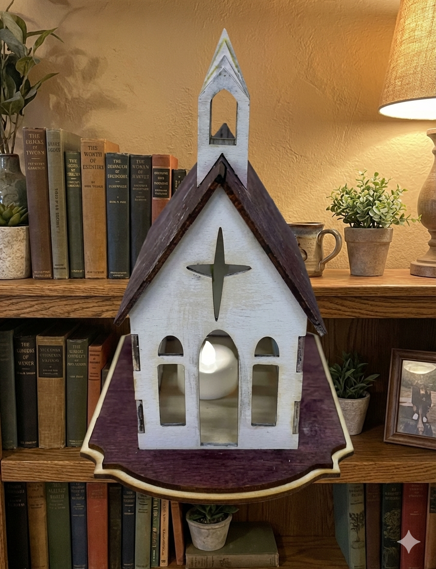 Rustic Church Tea Light Holder