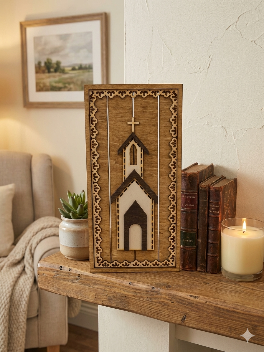 Rustic Church Vertical Decorative Plaque