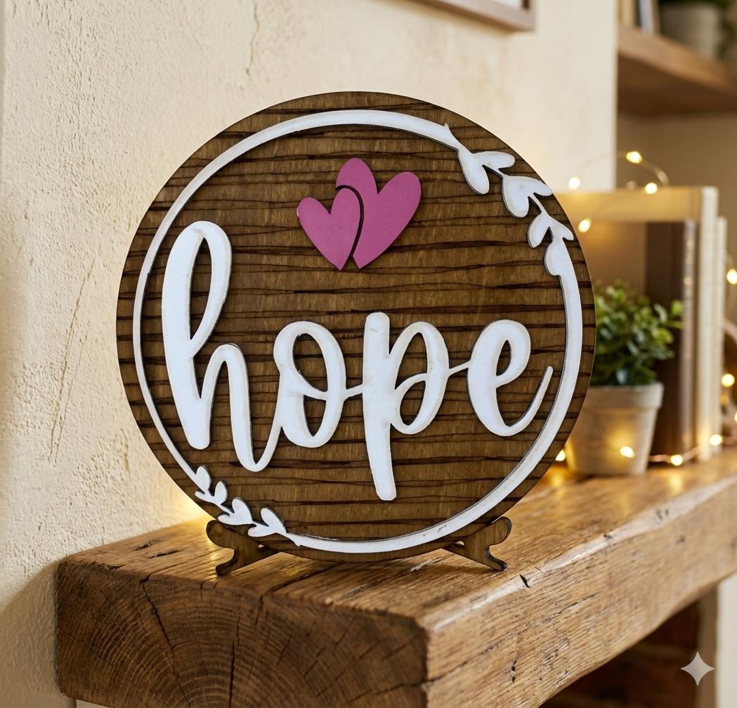 Hope Round Wooden Plaque