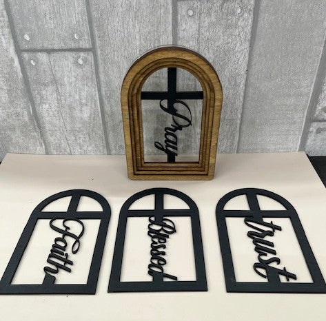 Interchangeable Faith Word Window Frame Display
